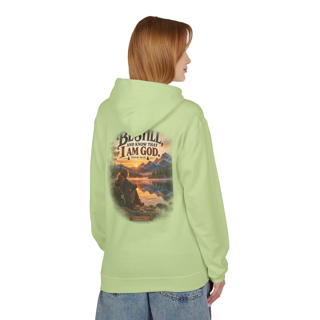 Women's Be Still Hoodie — 'Be Still and Know That I Am God' Scenic Christian Hoodie