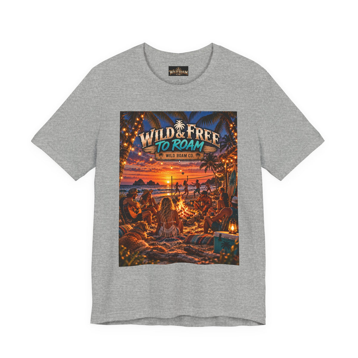 Wild & Free Beach Sunset T‑Shirt — "Wild & Free to Roam" Graphic Tee