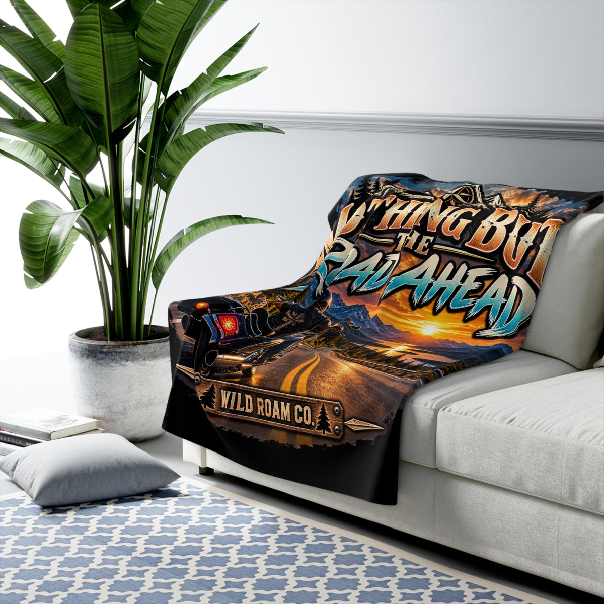 Nothing But The Road Ahead Sherpa Blanket — Motorcycle Adventure Throw