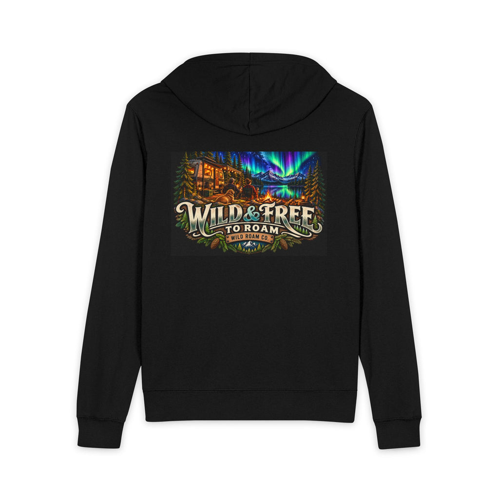 Wild & Free Zip Hoodie — Northern Lights Camping Adventure Jacket