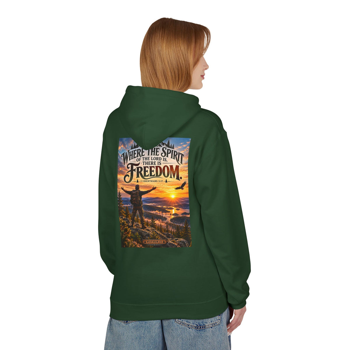 Men's Hoodie - ‘Where the Spirit of the Lord Is… There Is Freedom’ Scenic Christian Adventure Hoodie