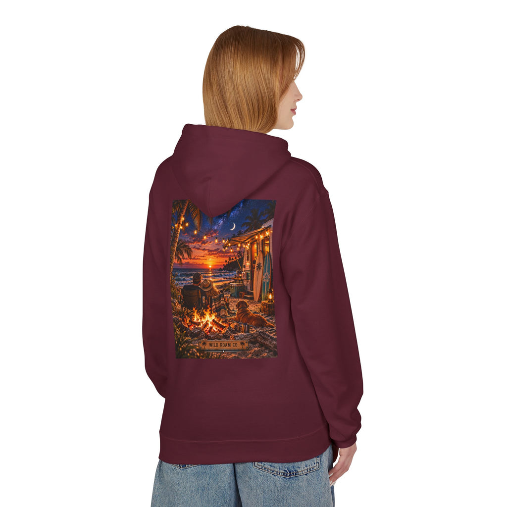 Wild Roam Co Hoodie-- Beach Bonfire Surf Graphic Hoodie