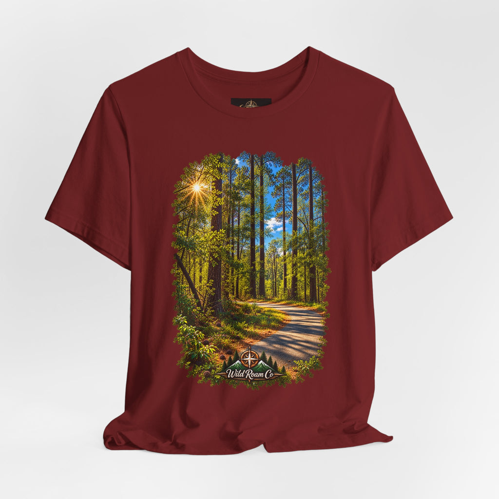 Wild Roam Co Unisex Tee--Matt 7:14 Forest Path