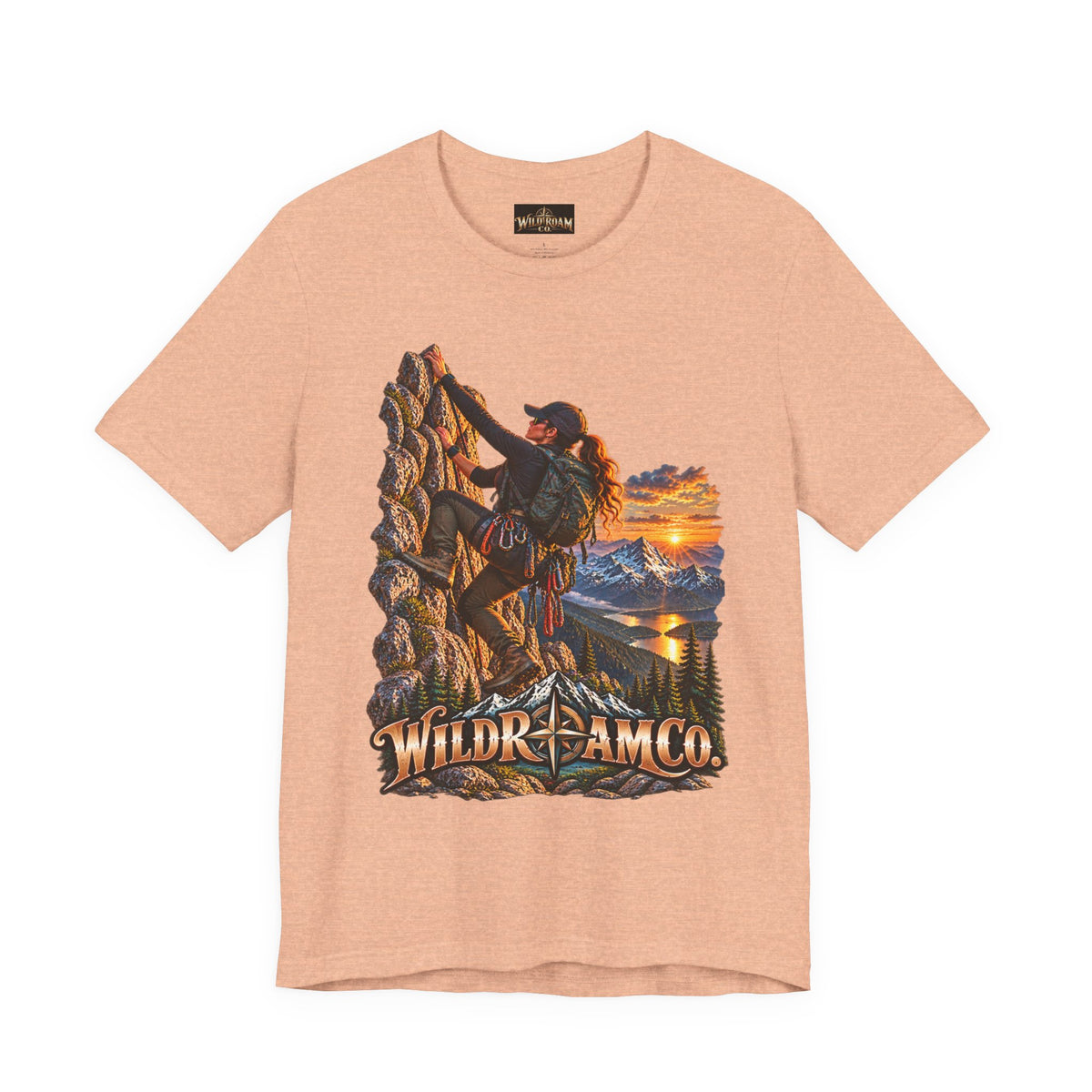 Women's Climber Sunset Tee — Wild Roam Co. Rock Climbing Graphic T-Shirt