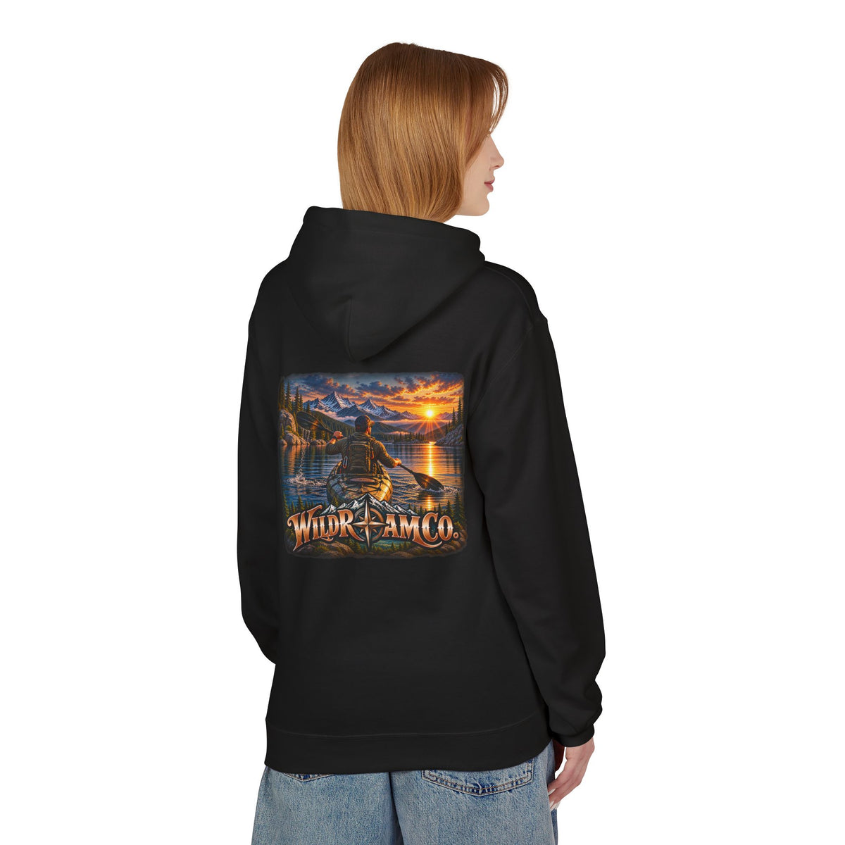 Wild Roam Co. Men's Hoodie — Sunset Kayak Graphic Hoodie