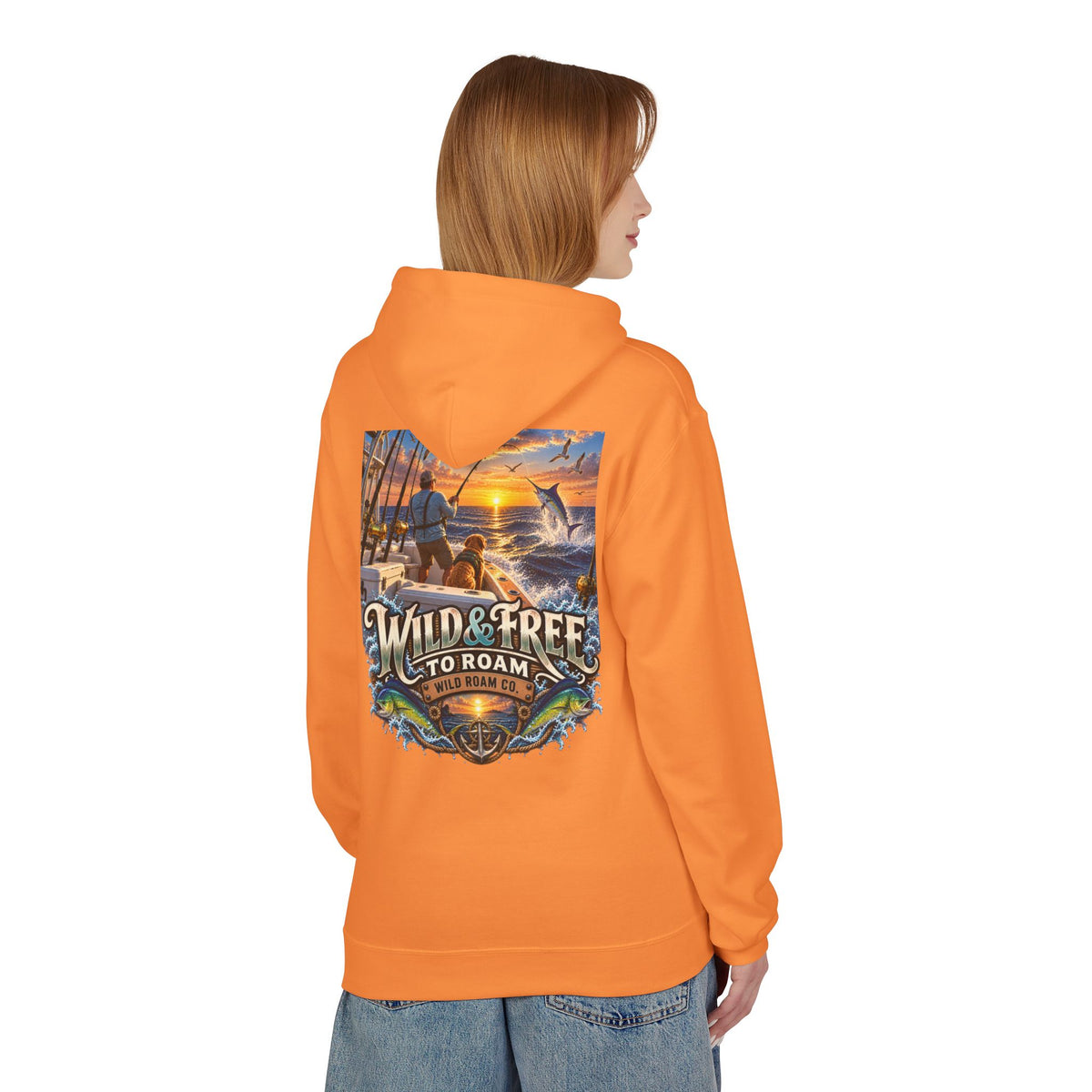 Hoodie - "Wild & Free to Roam" Ocean Angler Adventure Pullover