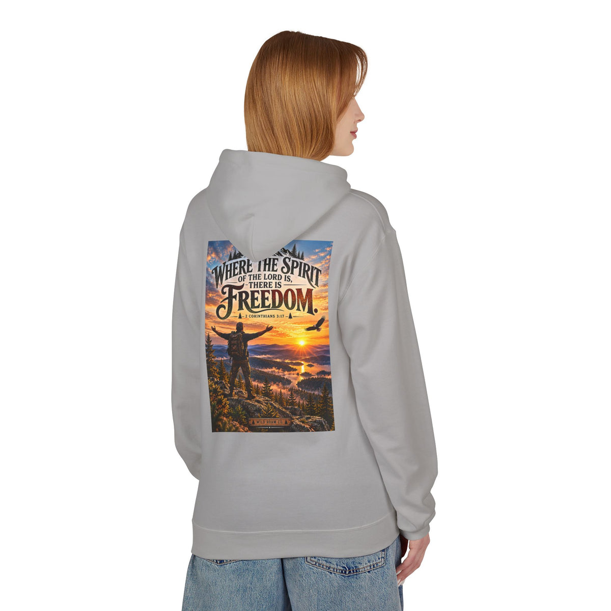 Men's Hoodie - ‘Where the Spirit of the Lord Is… There Is Freedom’ Scenic Christian Adventure Hoodie