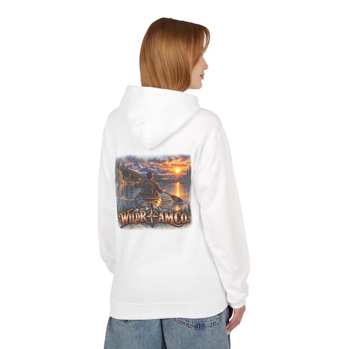 Wild Roam Co. Men's Hoodie — Sunset Kayak Graphic Hoodie