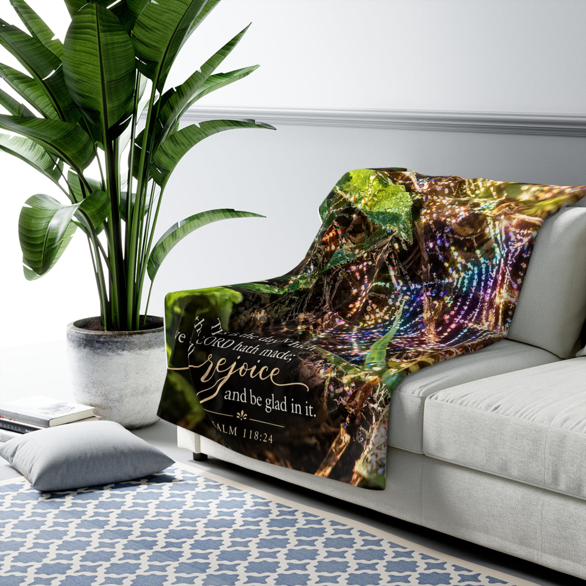 Sherpa Blanket - Psalm 118:24 Christian Inspirational Fleece Throw