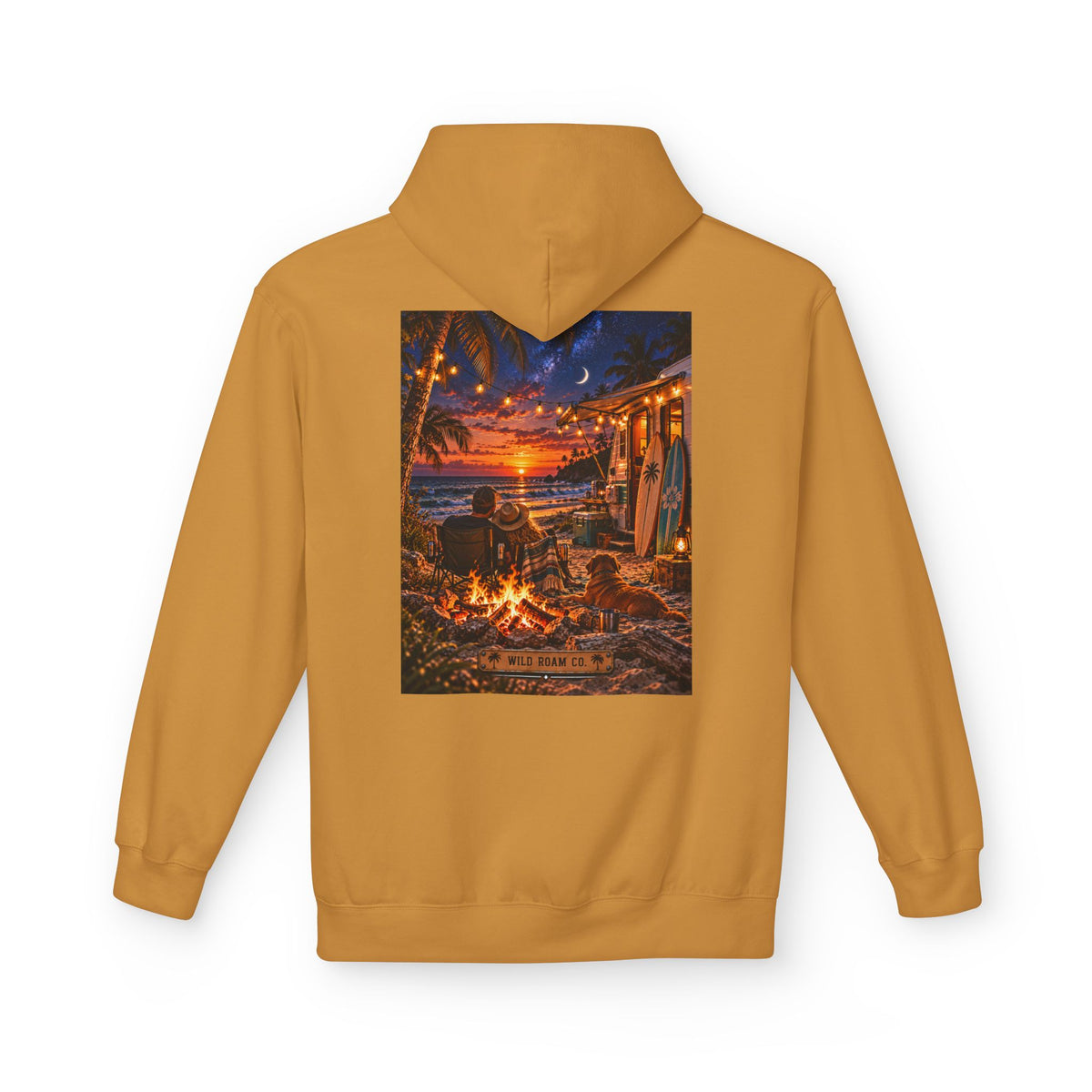 Wild Roam Co Hoodie-- Beach Bonfire Surf Graphic Hoodie