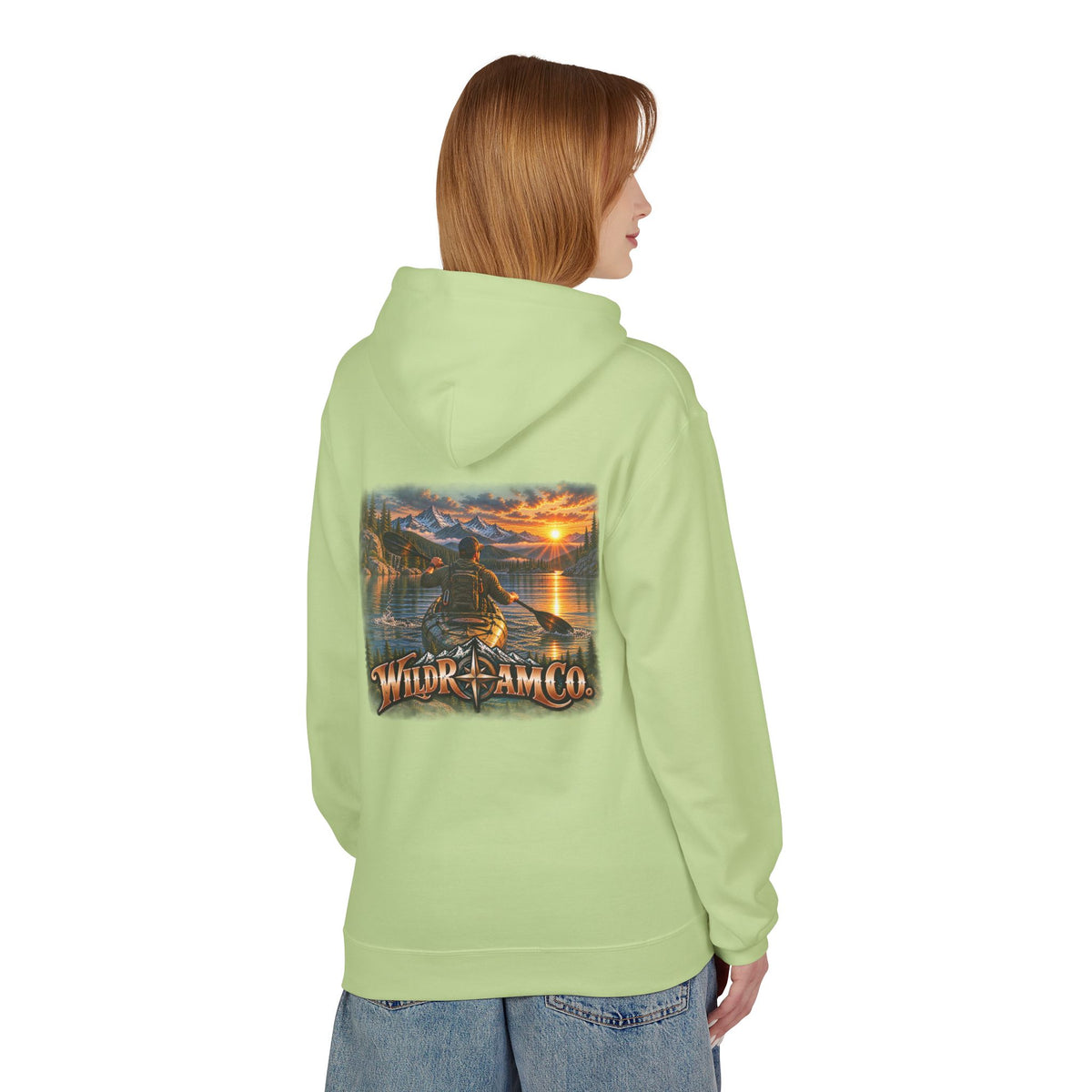 Wild Roam Co. Men's Hoodie — Sunset Kayak Graphic Hoodie