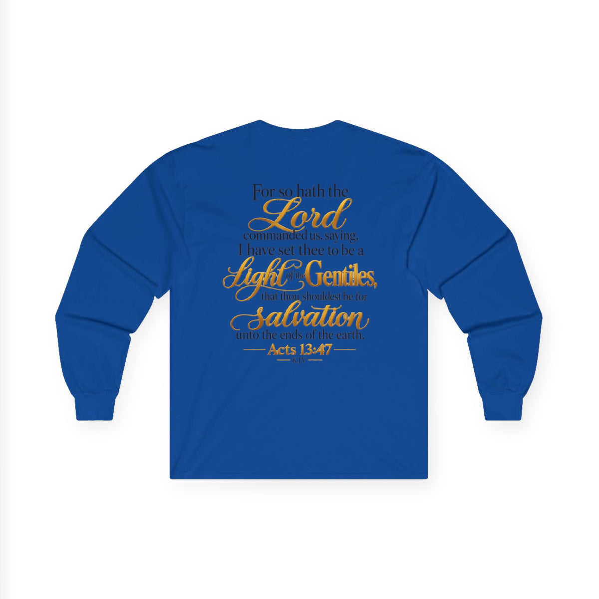 Long Sleeve Tee - "Wild + Roam Co." Faith Logo Sunset Graphic with Acts 13:47 Scripture Back