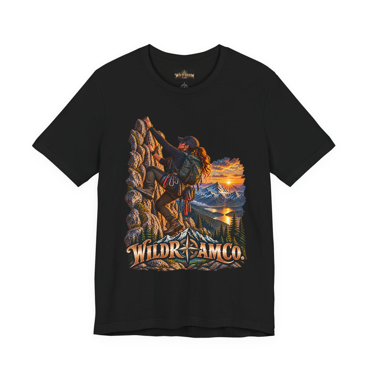 Women's Climber Sunset Tee — Wild Roam Co. Rock Climbing Graphic T-Shirt