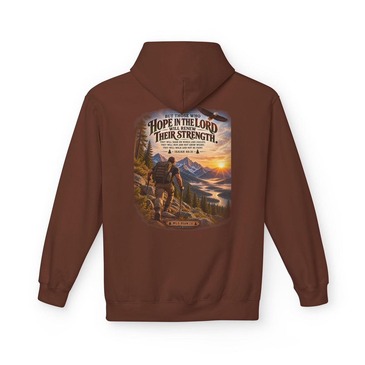 Men's Hope in the Lord Hiking Hoodie — Wild Roam Co. Sunset Mountain Faith Pullover