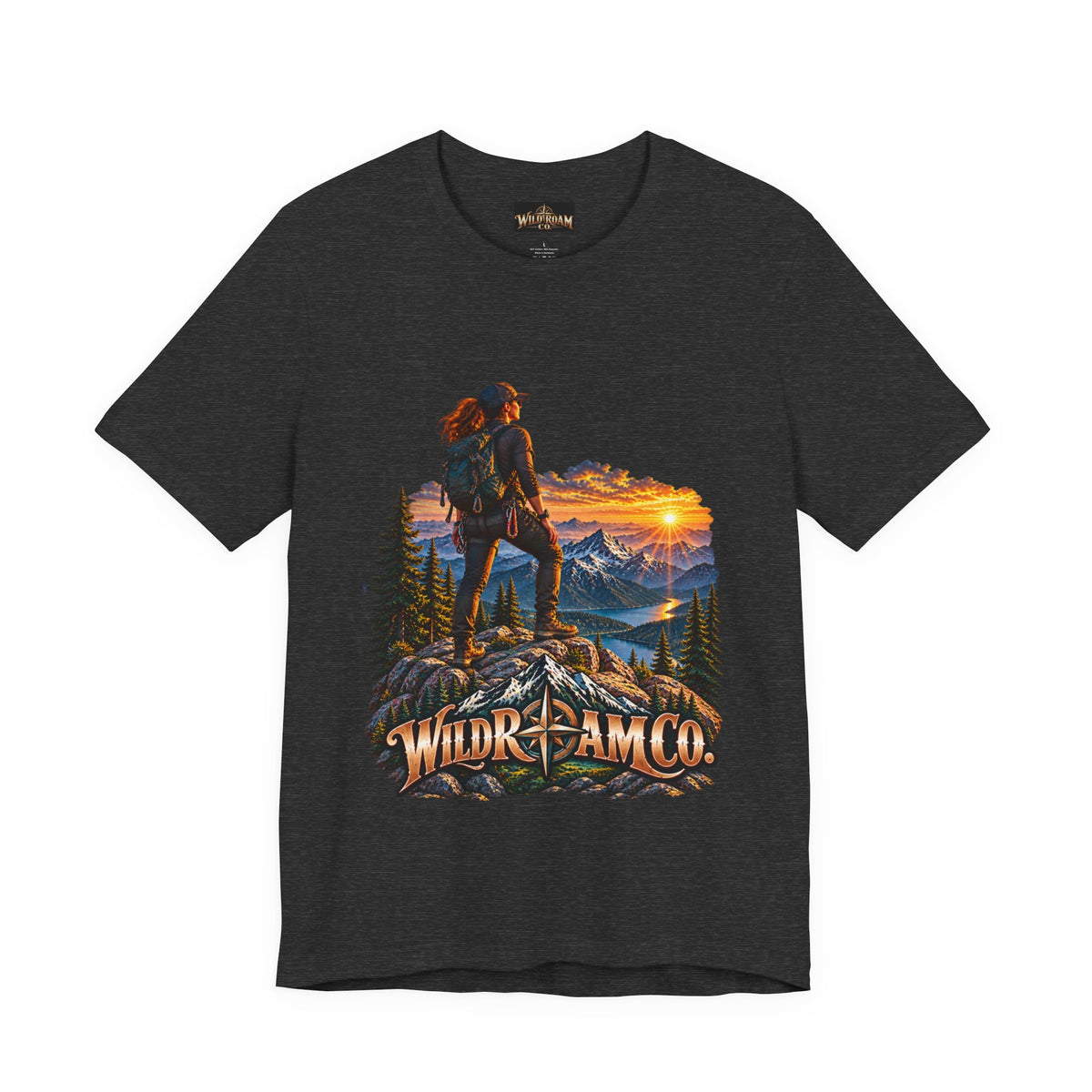 Women's Hiker Sunset T-Shirt — Wild Roam Co. Mountain Adventure Tee
