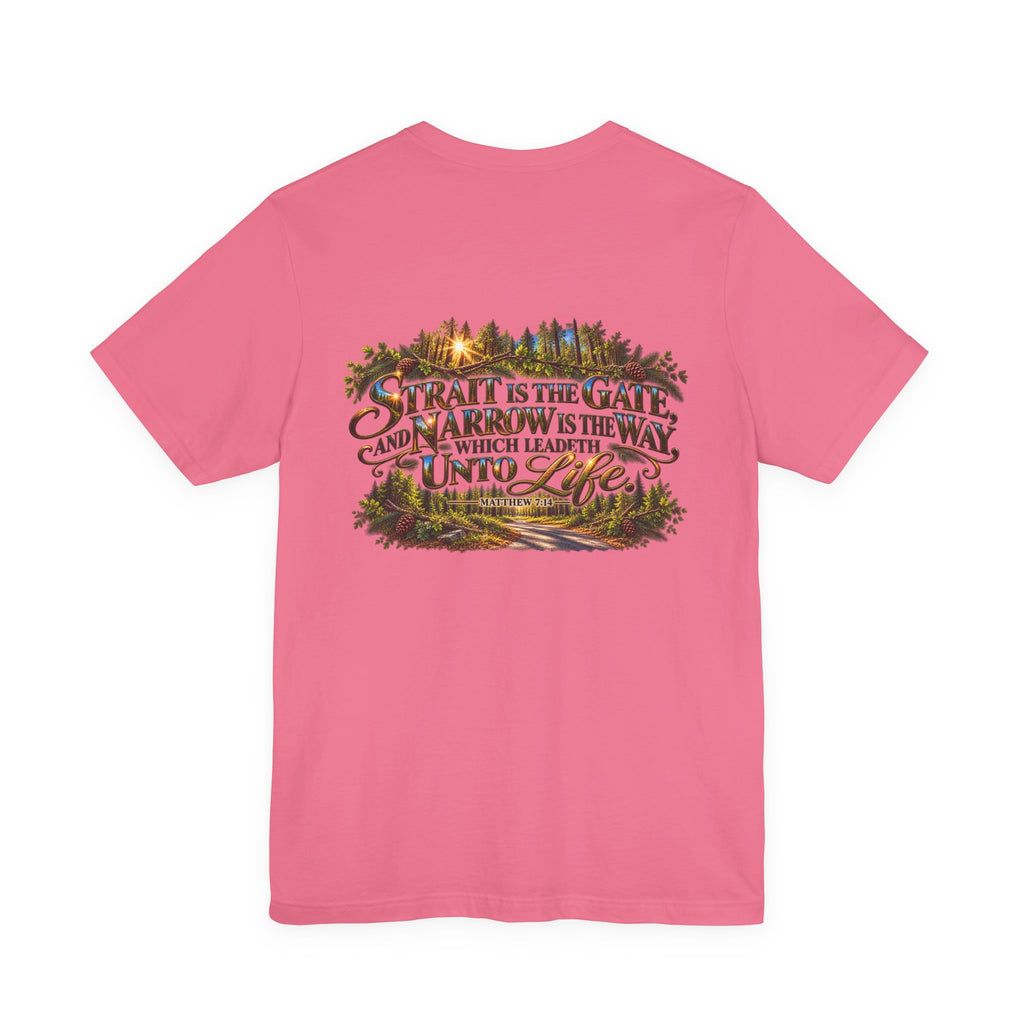 Wild Roam Co Unisex Tee--Matt 7:14 Forest Path