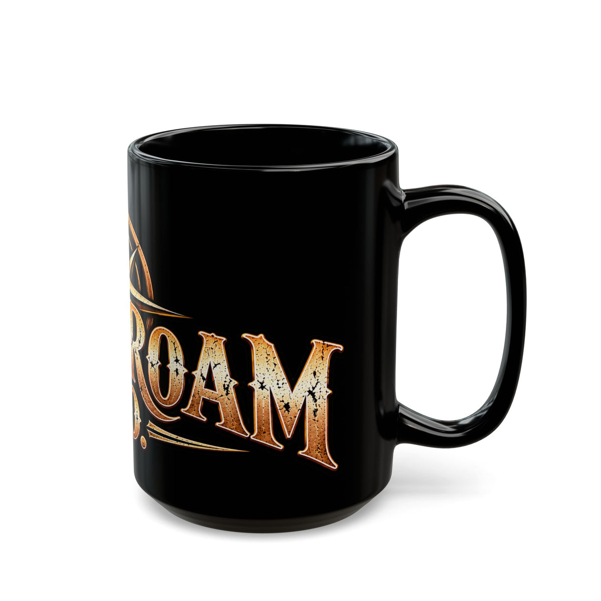 Wild Roam Co. Black Coffee Mug – Rustic Compass Adventure Travel Gift (11oz/15oz)