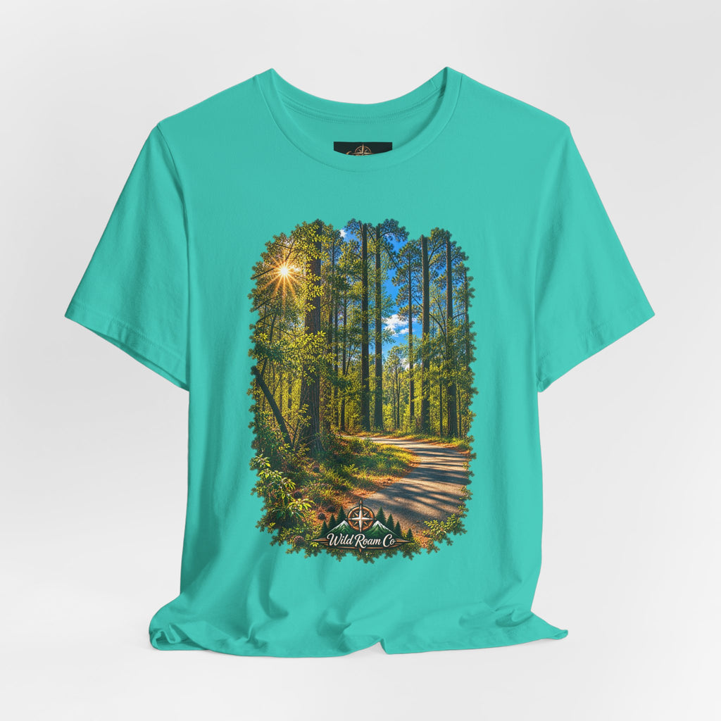 Wild Roam Co Unisex Tee--Matt 7:14 Forest Path