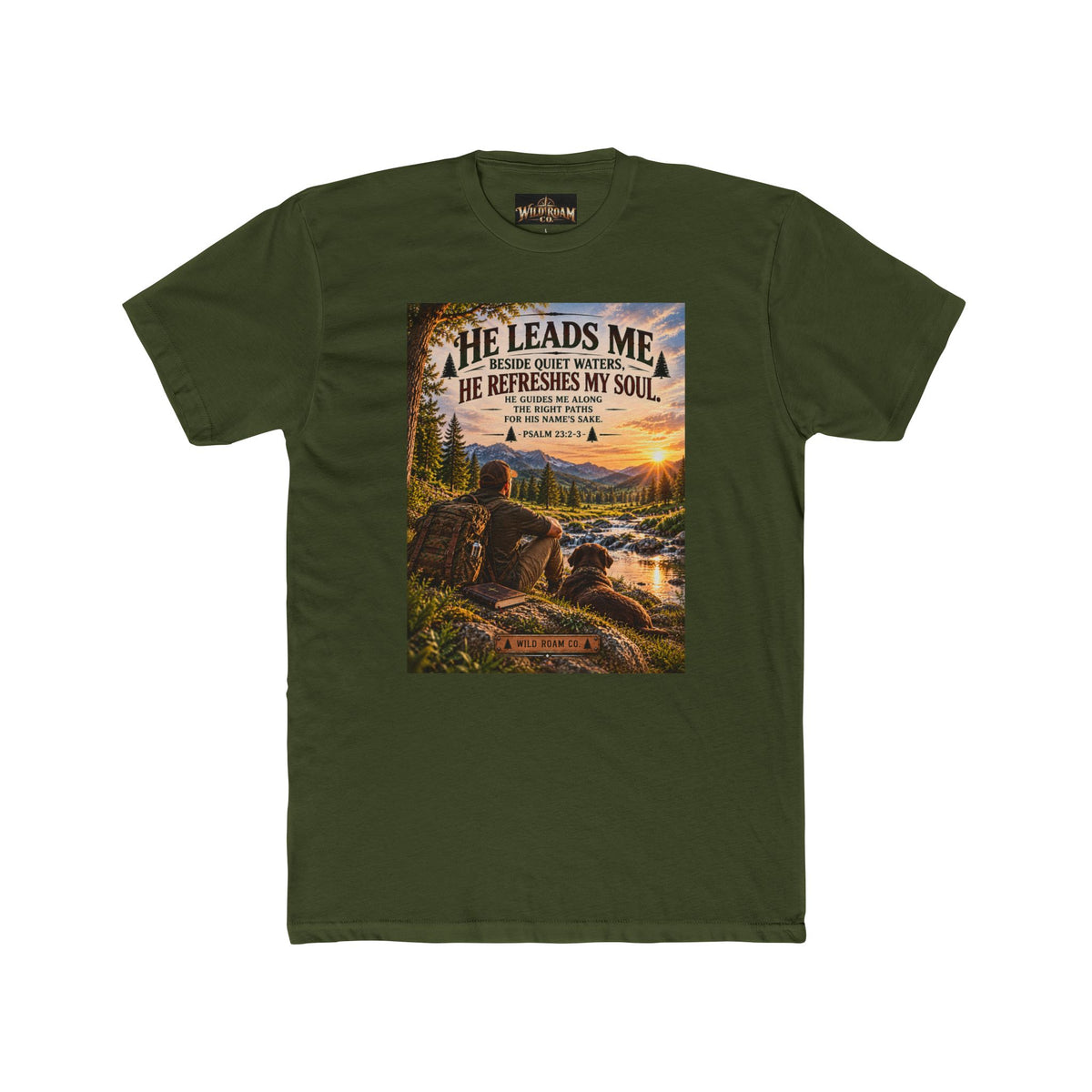 Men's Christian Nature T-Shirt-He Leads Me