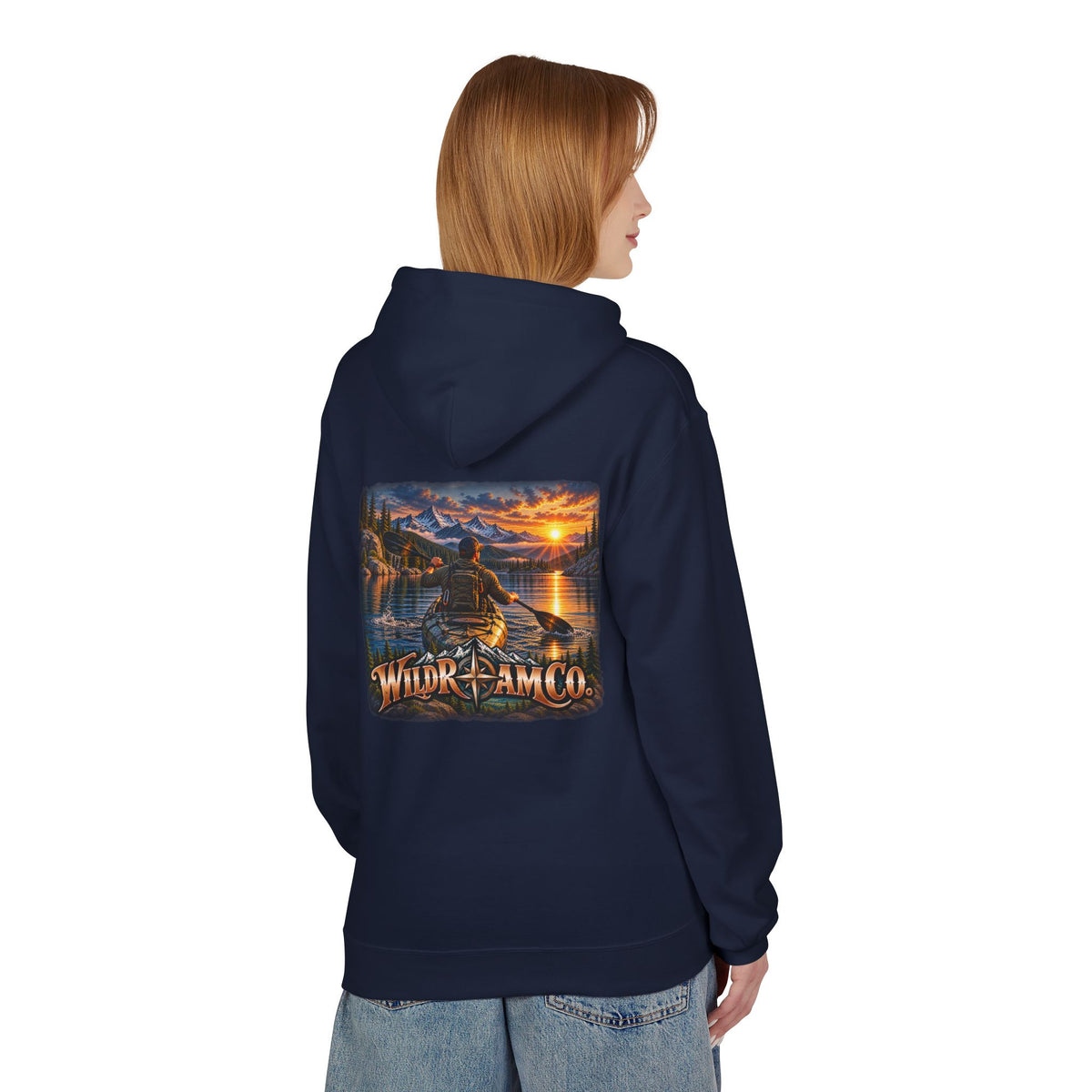 Wild Roam Co. Men's Hoodie — Sunset Kayak Graphic Hoodie