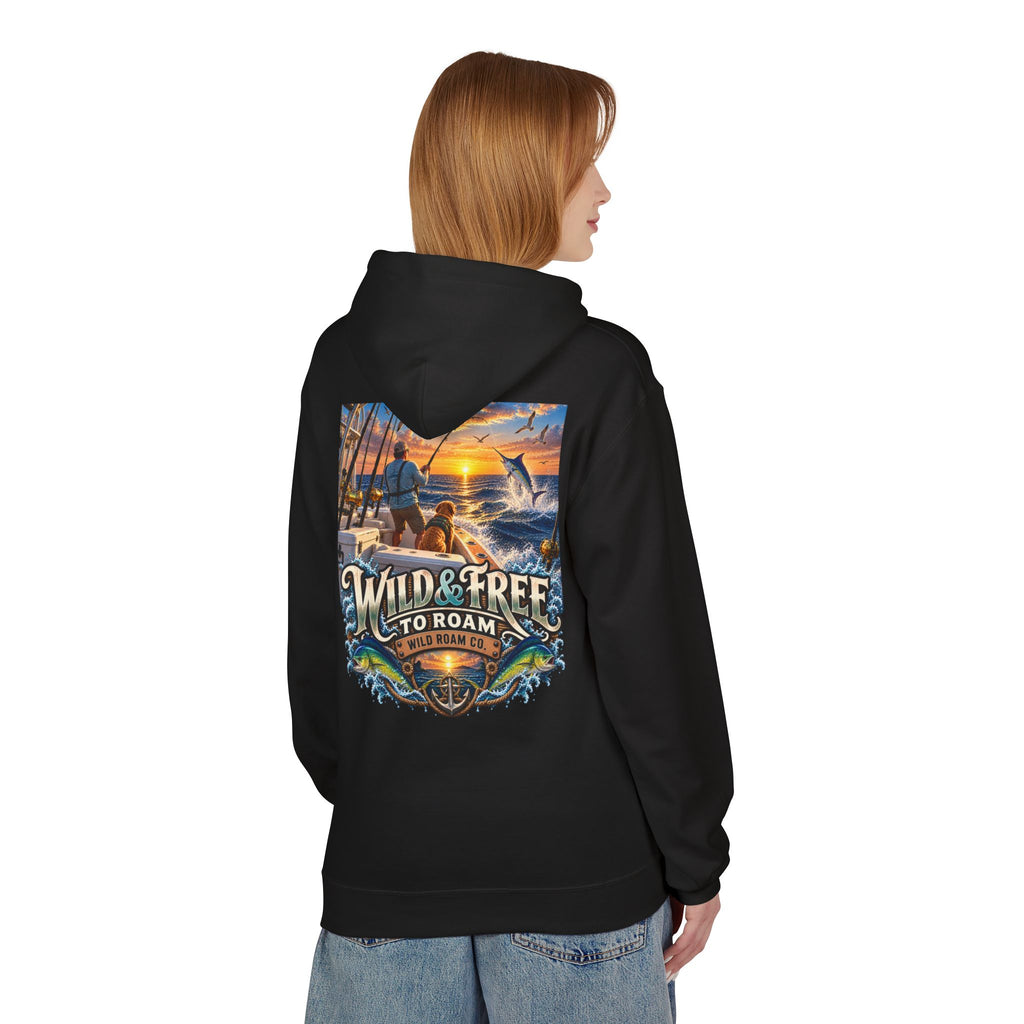 Hoodie - "Wild & Free to Roam" Ocean Angler Adventure Pullover