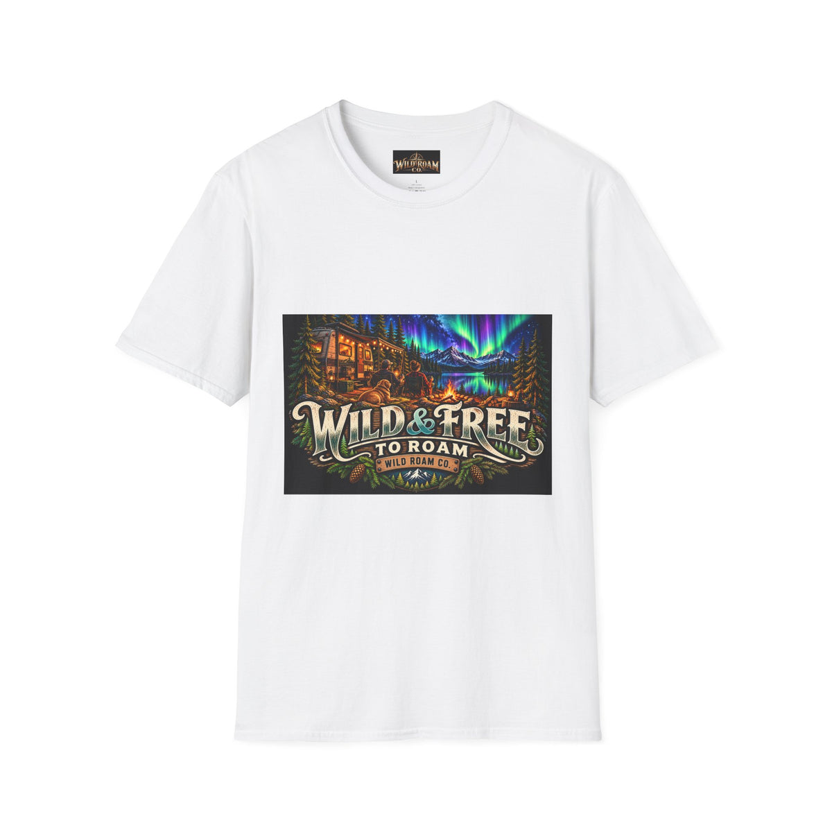 T-Shirt — Wild & Free to Roam Northern Lights Cabin Graphic Tee