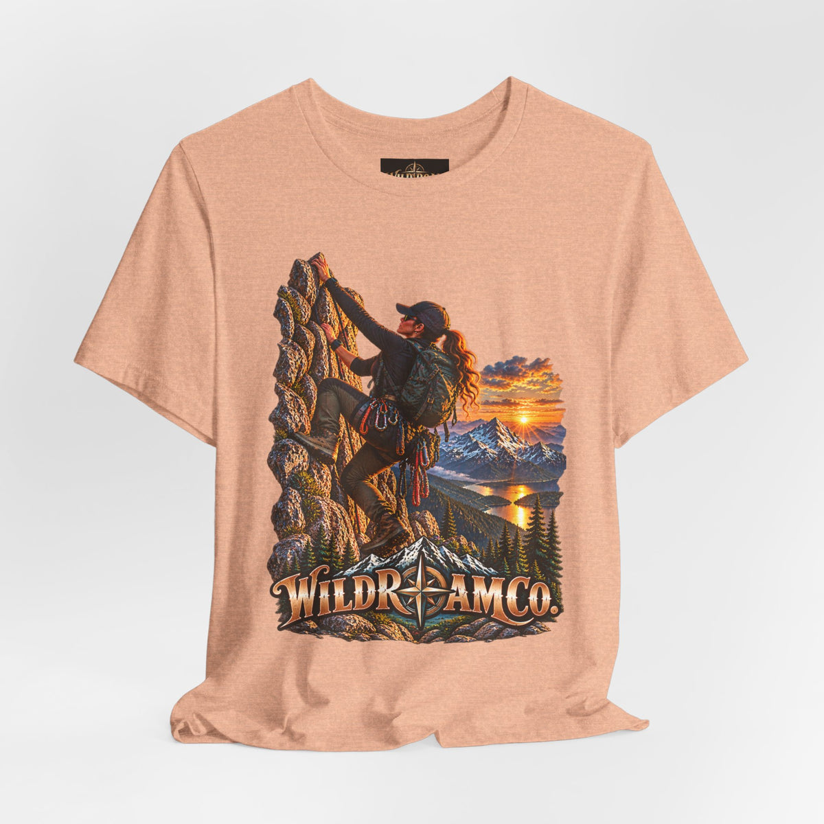 Women's Climber Sunset Tee — Wild Roam Co. Rock Climbing Graphic T-Shirt
