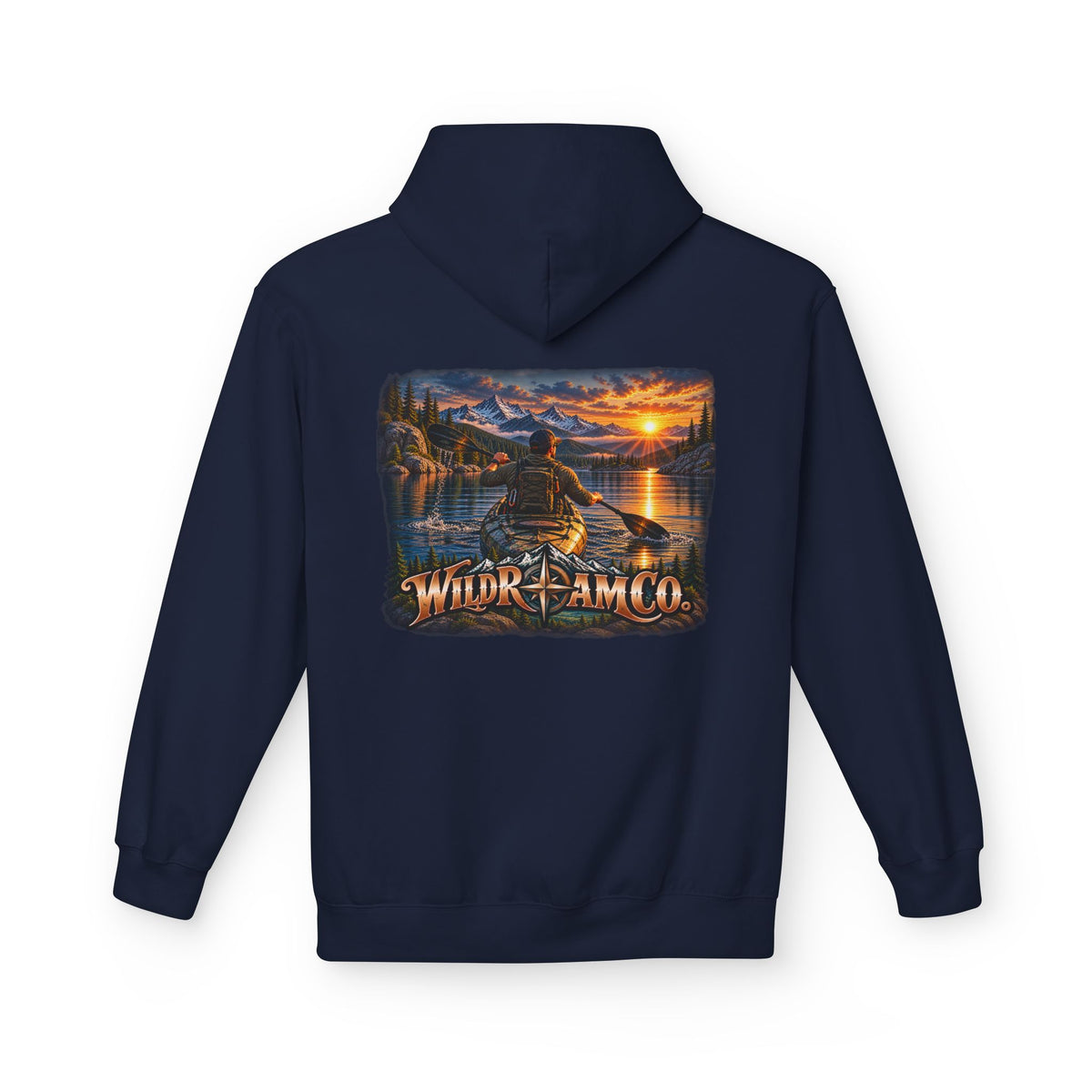 Wild Roam Co. Men's Hoodie — Sunset Kayak Graphic Hoodie