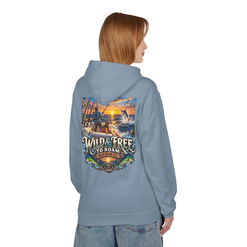 Hoodie - "Wild & Free to Roam" Ocean Angler Adventure Pullover