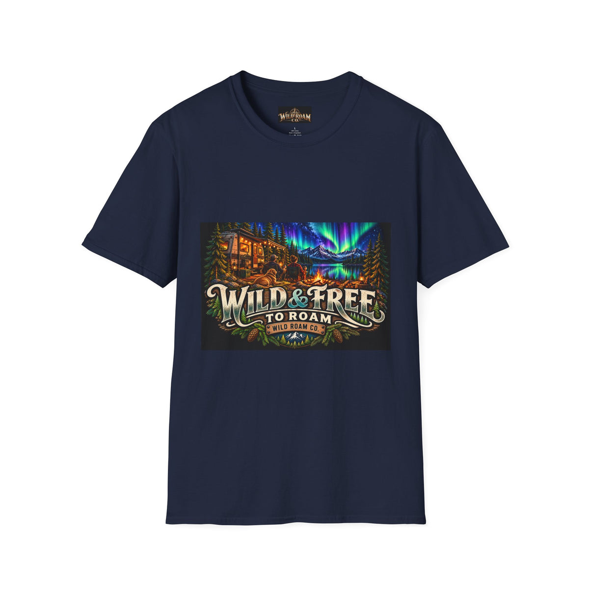 T-Shirt — Wild & Free to Roam Northern Lights Cabin Graphic Tee