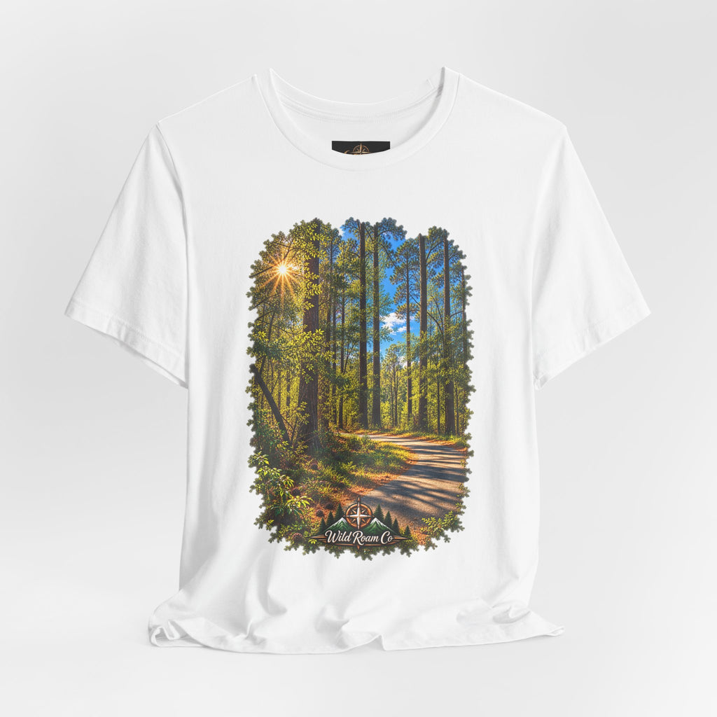 Wild Roam Co Unisex Tee--Matt 7:14 Forest Path