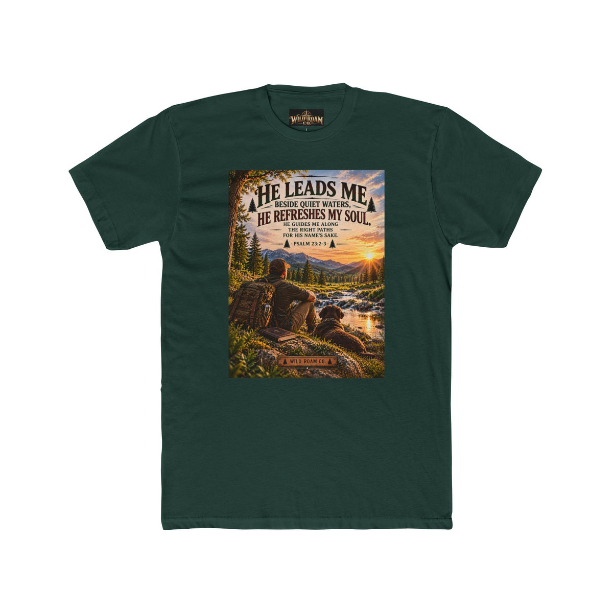 Men's Christian Nature T-Shirt-He Leads Me