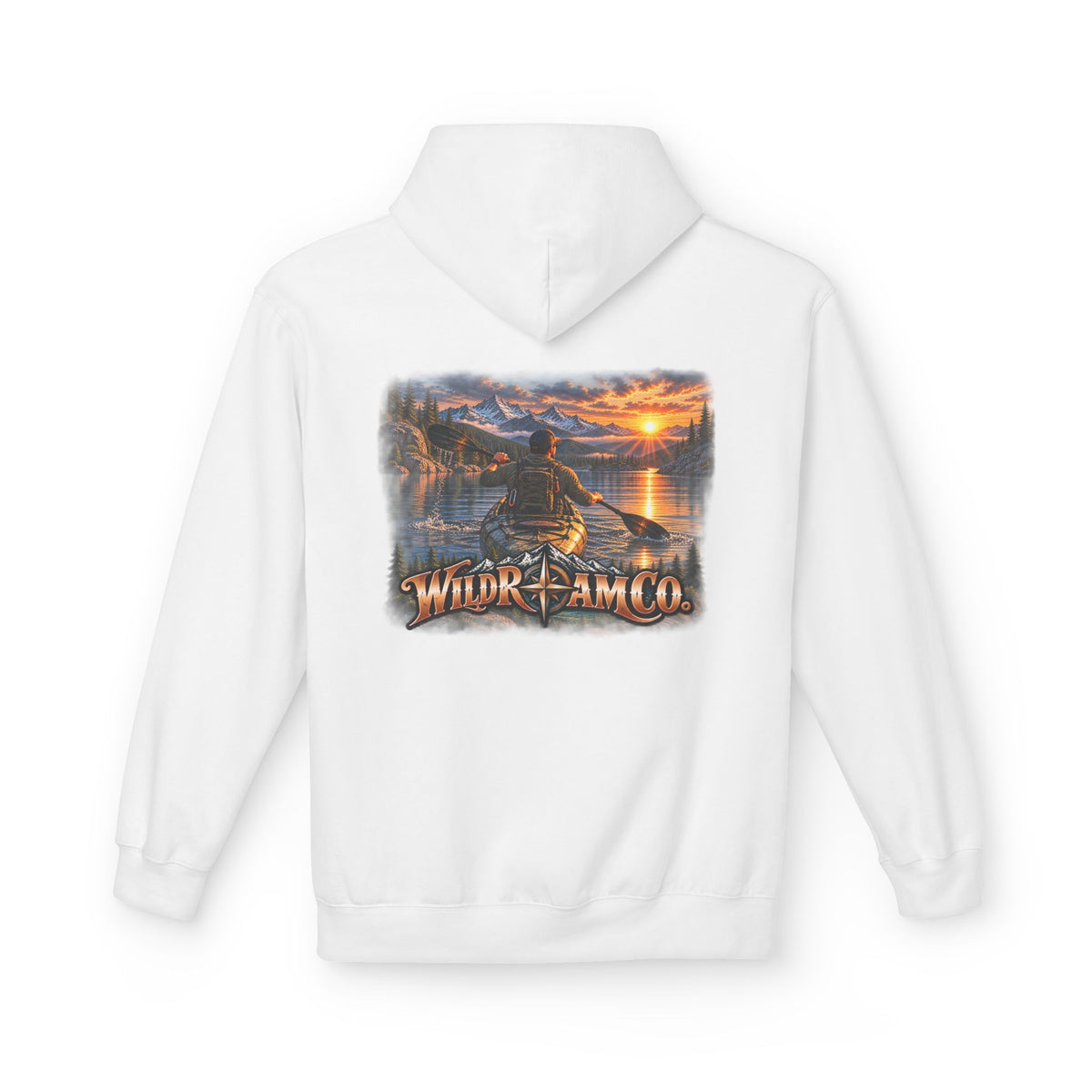 Wild Roam Co. Men's Hoodie — Sunset Kayak Graphic Hoodie