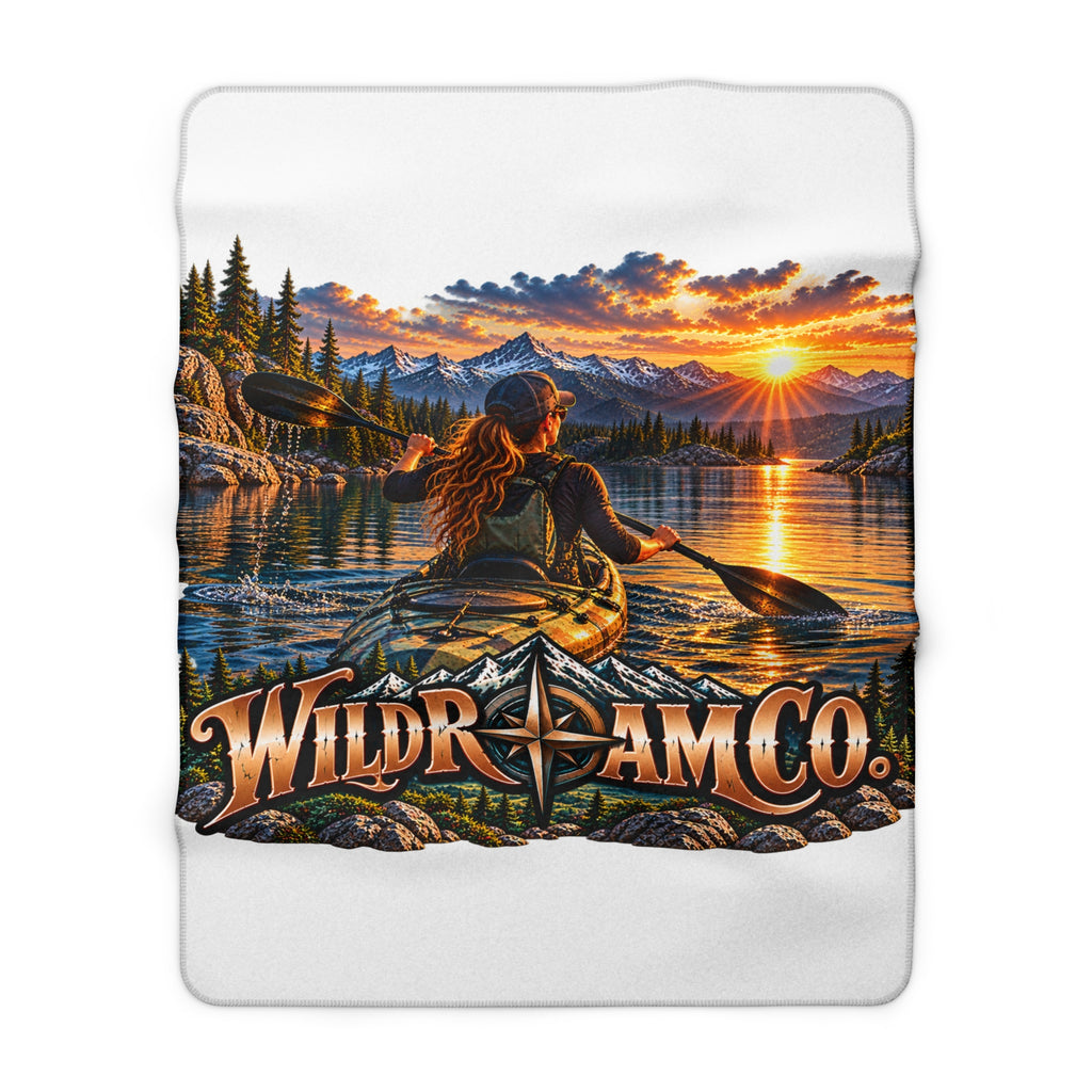 Sherpa Blanket — WildRoam Co. Kayak Sunset Scenic Fleece Throw