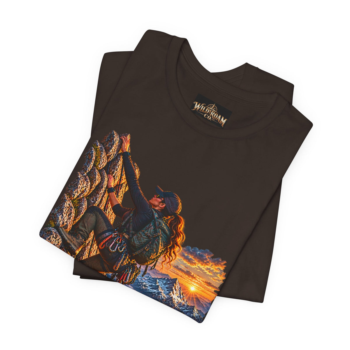 Women's Climber Sunset Tee — Wild Roam Co. Rock Climbing Graphic T-Shirt