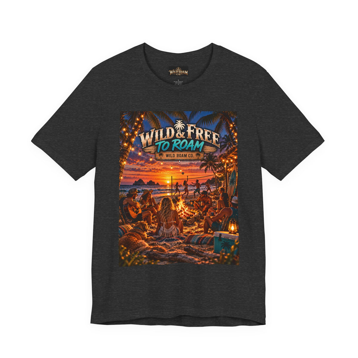 Wild & Free Beach Sunset T‑Shirt — "Wild & Free to Roam" Graphic Tee