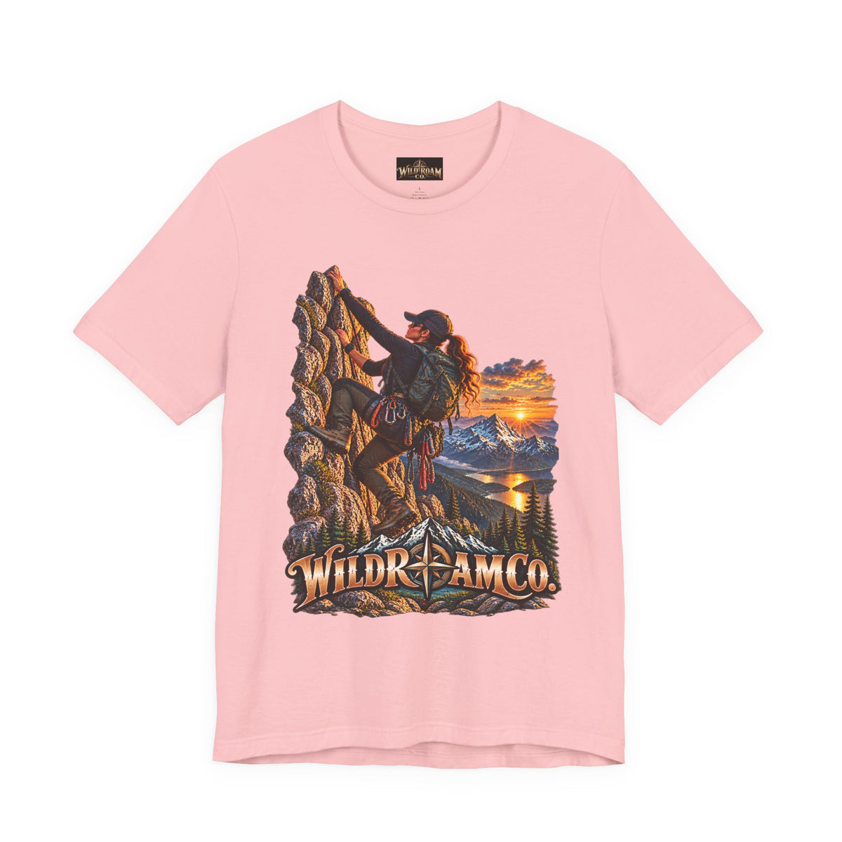Women's Climber Sunset Tee — Wild Roam Co. Rock Climbing Graphic T-Shirt