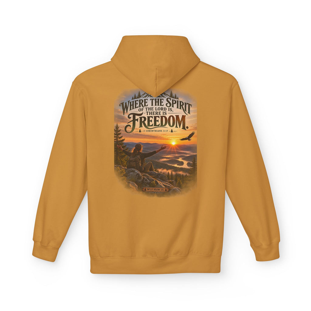 Women's Freedom Wilderness Hoodie — "Where the Spirit of the Lord is Freedom" Scenic Outdoor Pullover