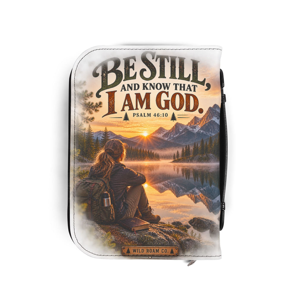 Women's Bible Cover — "Be Still and Know That I Am God" Psalm 46:10 Scenic Faith Cover