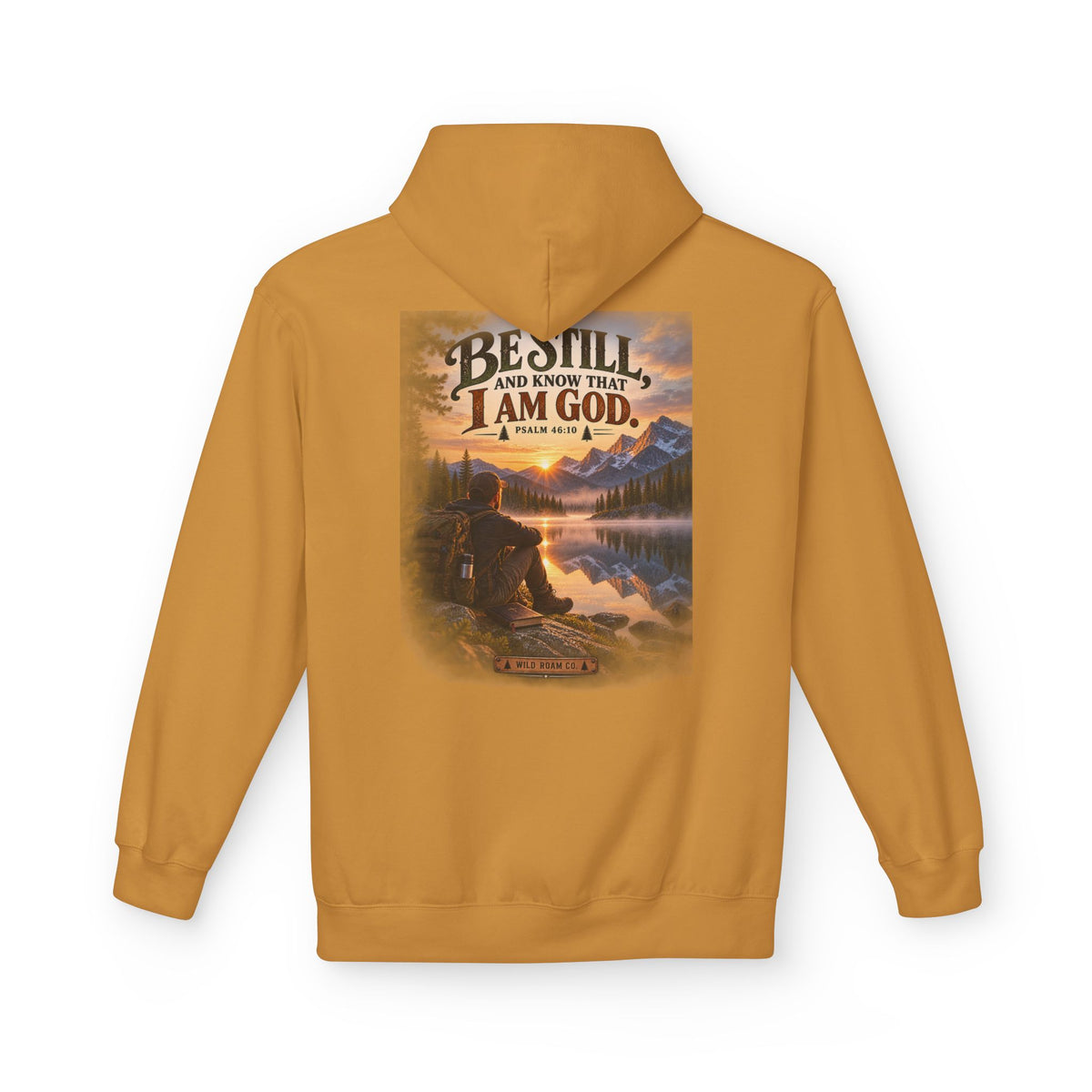 Men's Christian Nature Hoodie — “Be Still and Know That I Am God” Scenic Sweatshirt