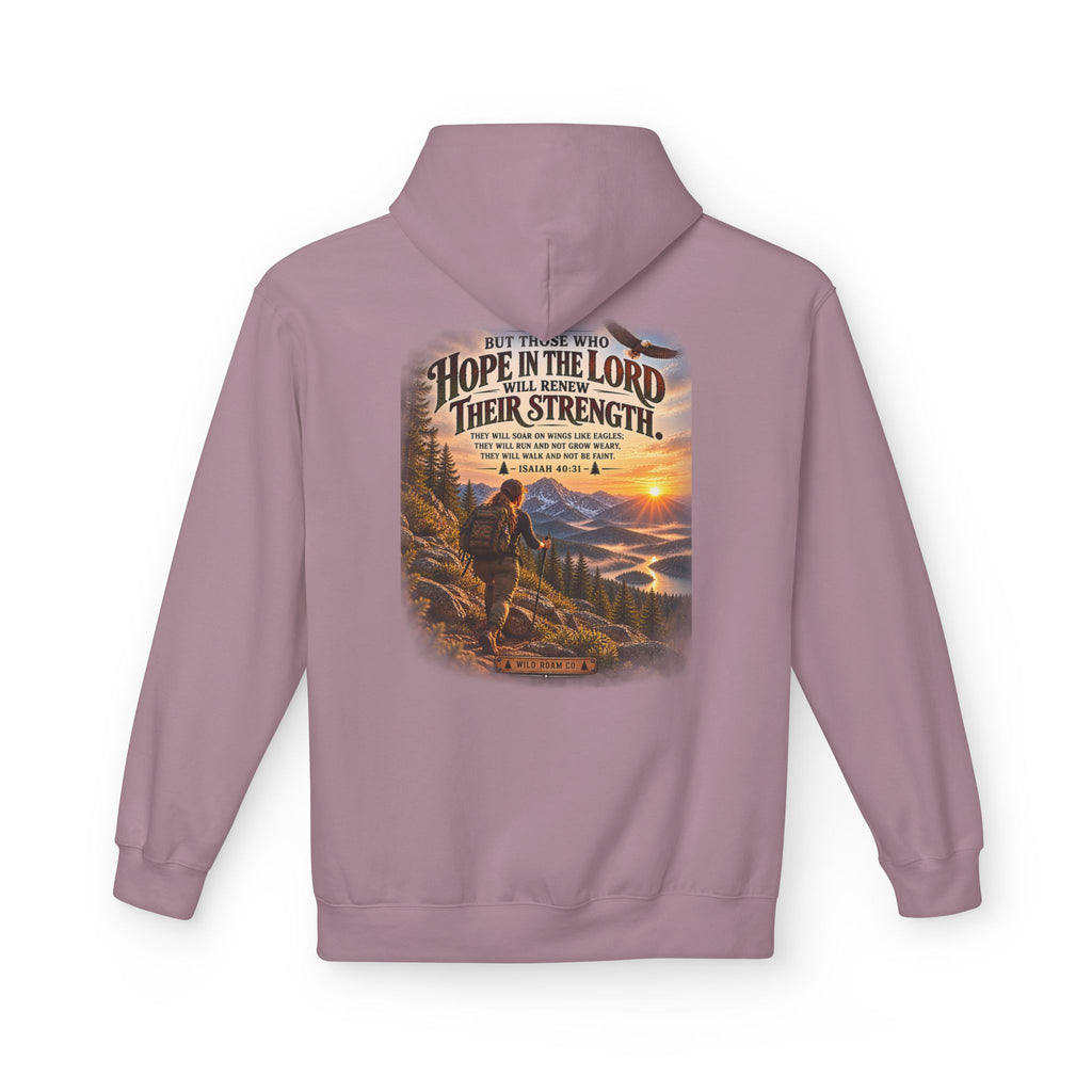 Women's Hope in the Lord Hiking Hoodie — Inspirational Christian Mountain Sunset Pullover
