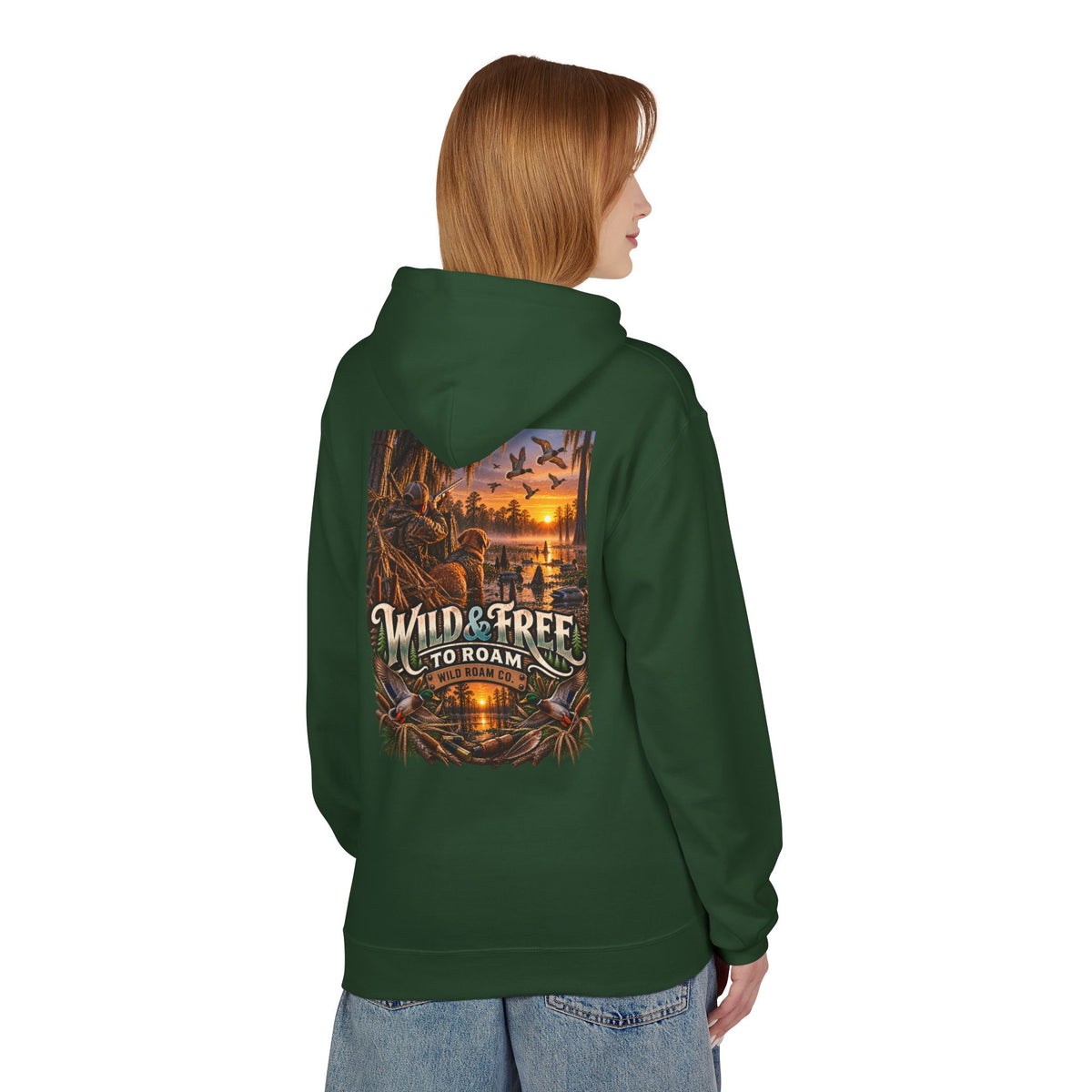 Wild & Free Hoodie — "Wild & Free to Roam" Ducks Graphic Pullover