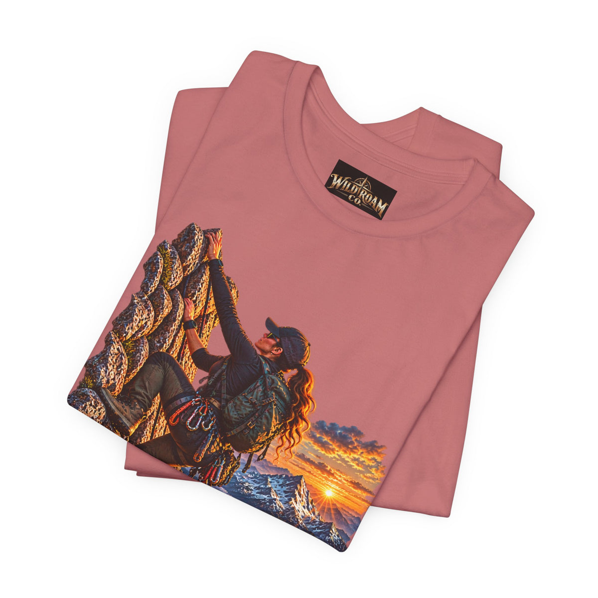 Women's Climber Sunset Tee — Wild Roam Co. Rock Climbing Graphic T-Shirt