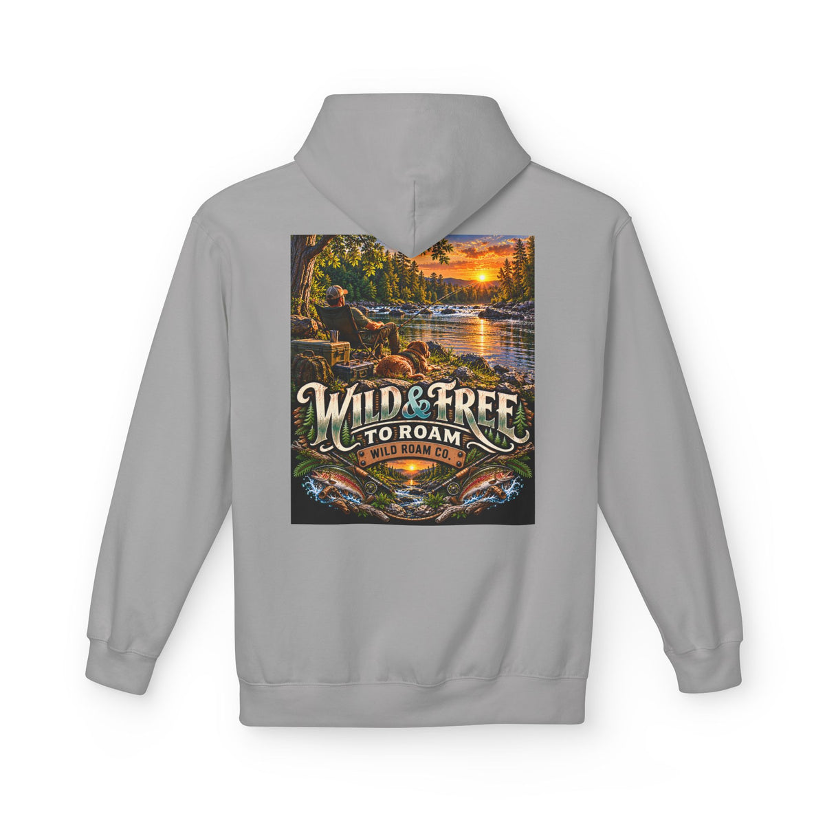 Wild Roam Co Hoodie--Bank Fishing Sunset