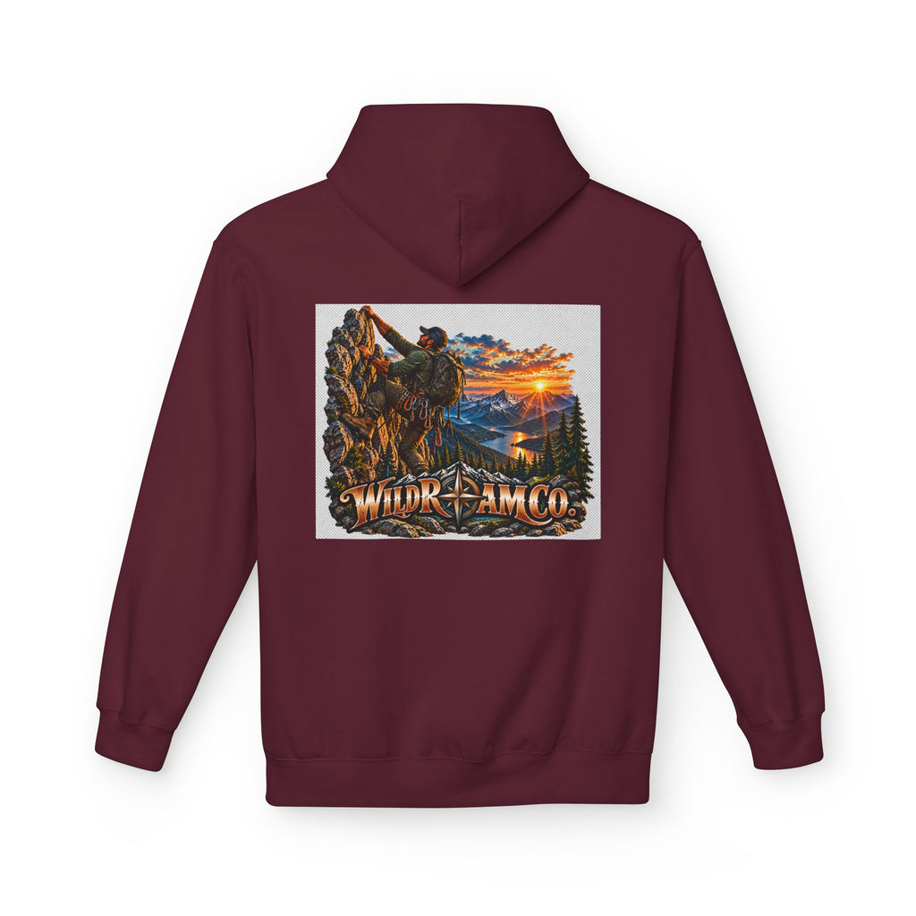 Men's Wild Roam Co. Adventure Hoodie — Mountain Sunset Outdoor Graphic Sweatshirt