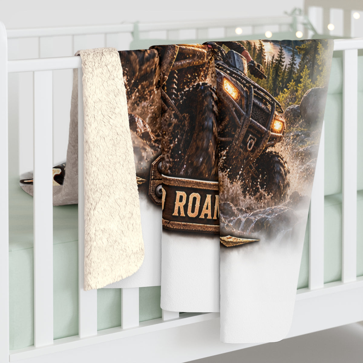 Sherpa Fleece Blanket – "Wild & Free to Roam" ATV Off‑Road Adventure Throw