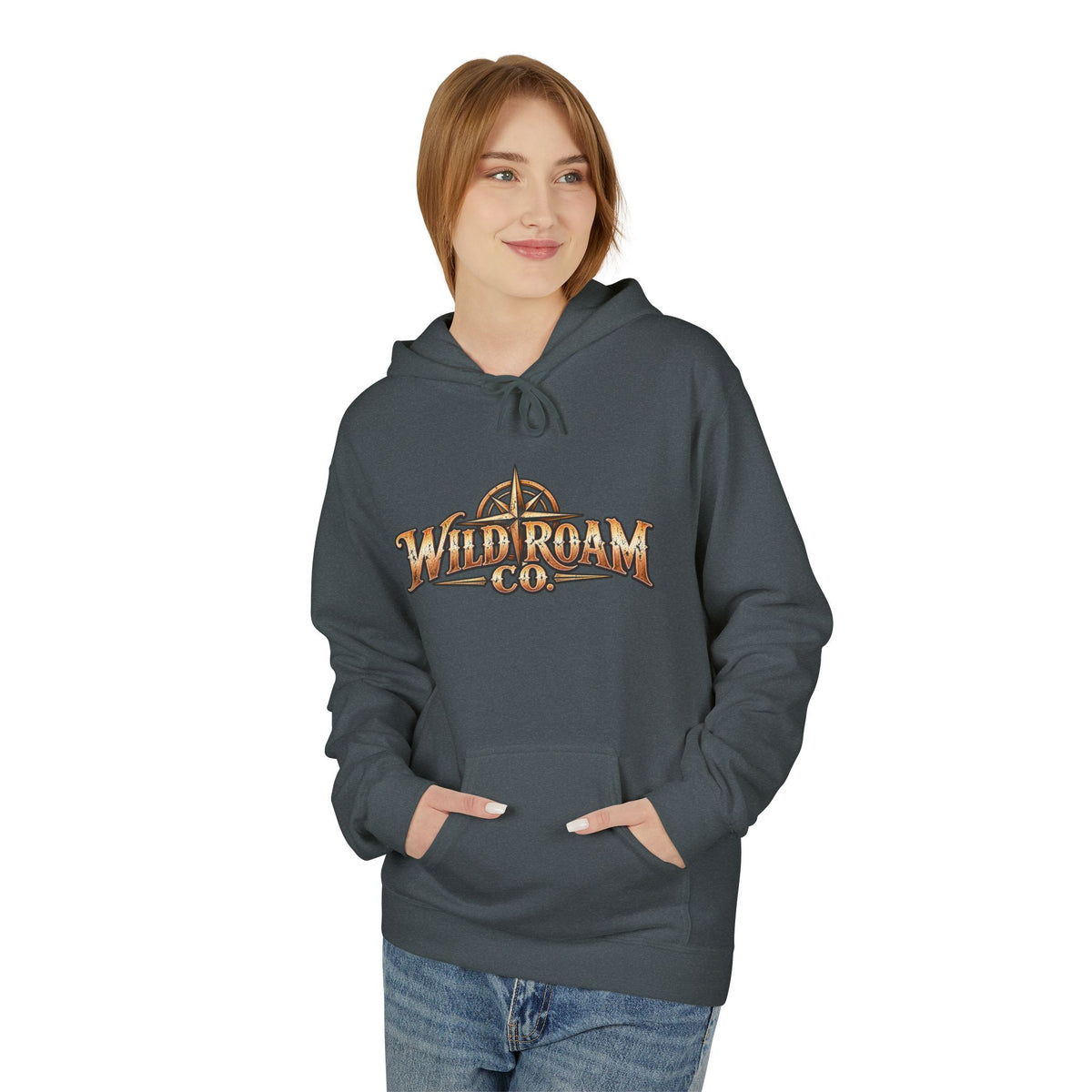 Wild Roam Co. Hoodie — Vintage Outdoor Compass Sunset Pullover