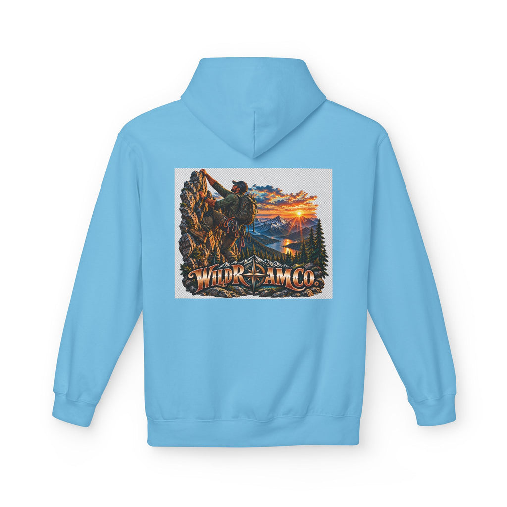 Men's Wild Roam Co. Adventure Hoodie — Mountain Sunset Outdoor Graphic Sweatshirt
