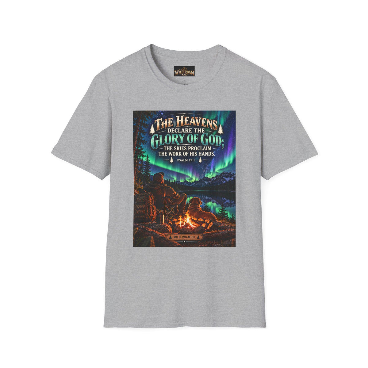 Men's Christian Campfire T-Shirt — "The Heavens Declare the Glory of God" Scenic Faith Tee