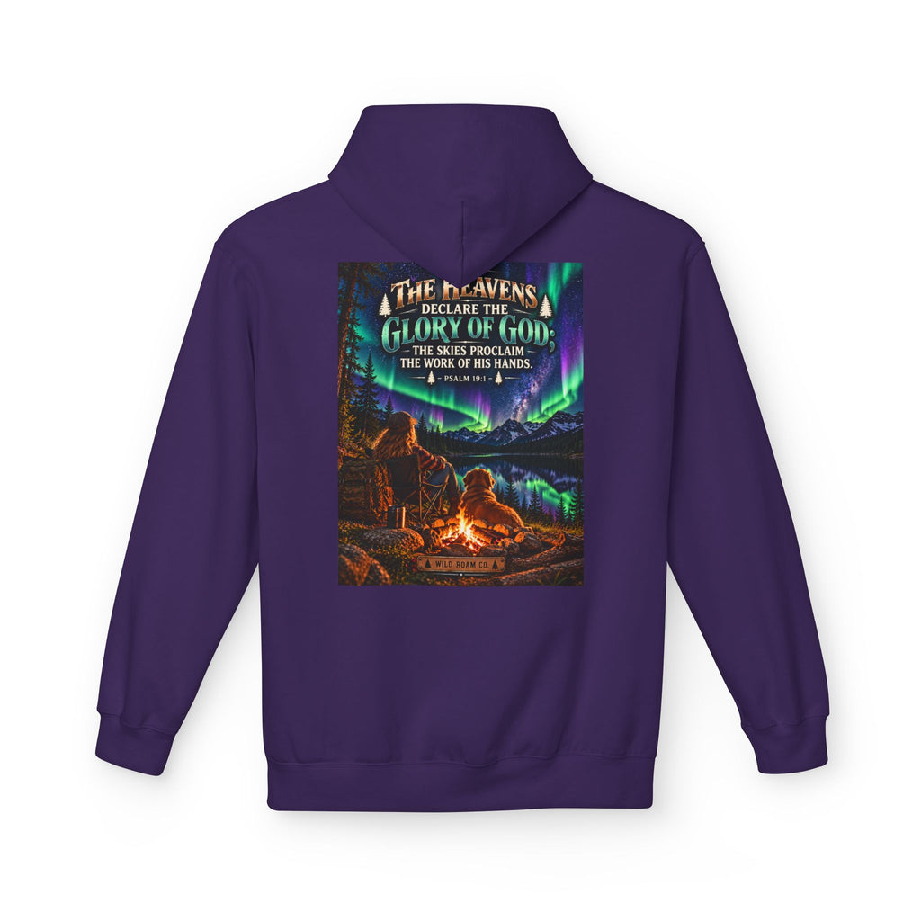 Women's Hoodie - 'Wild Roam Co.' Scenic Christian Campfire Hoodie with Aurora Psalm Design